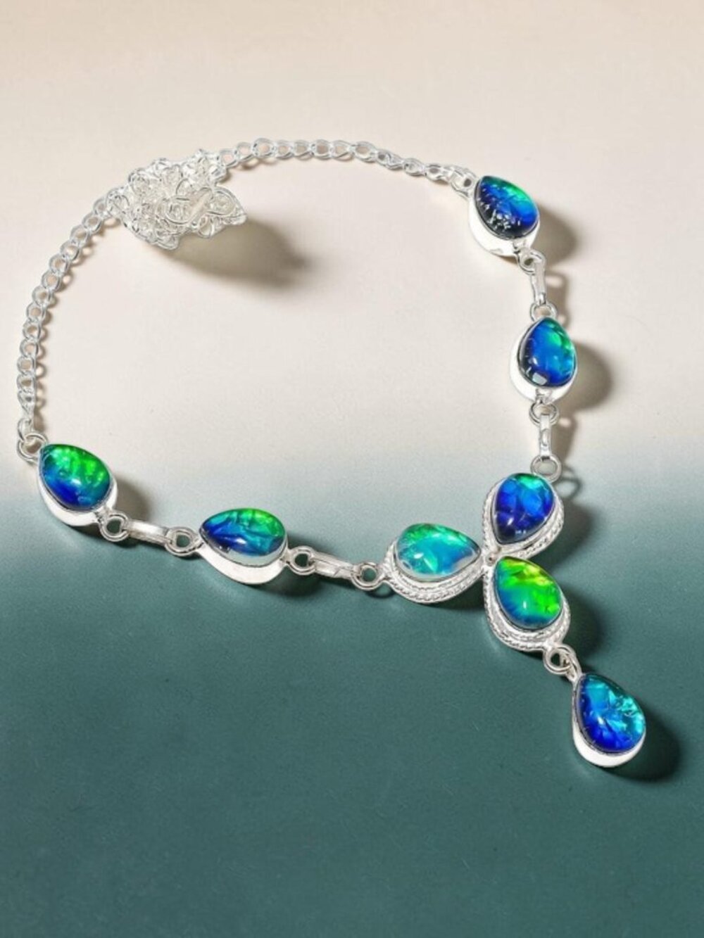 Triplet Opal Gemstone Handmade 925 Sterling Silver Jewelry Necklace Size-18"
